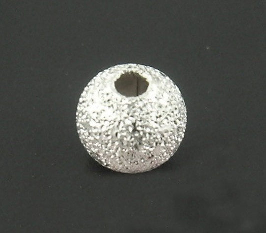 BD519 - 4mm - 300pcs. Silver Plated Stardust Ball Spacer Beads