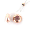 BD363 - 5 pcs Rose Gold Plated Smooth Slider Spacer Stoppers with Rubber - 8mm x 4mm - Hole Size: 2mm