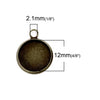 P461 - 10 pcs. Antique Bronze Circle Round Bezel Cabochon Pendant Tags Trays - 12mm Glue Pad - 18x14mm - Single Loop