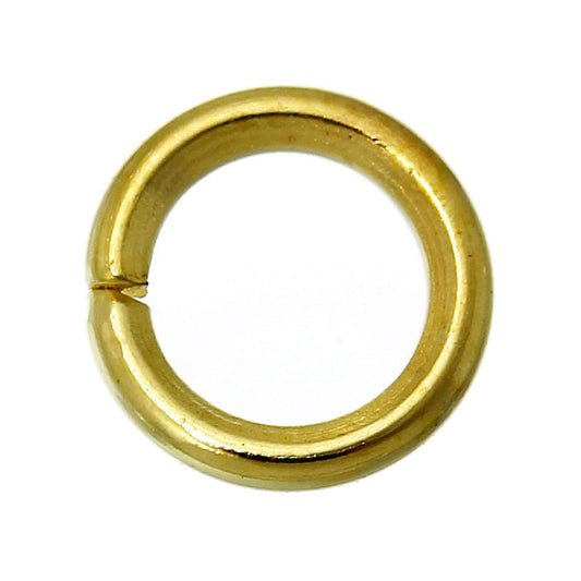 J229A - 100 pcs. Gold Plated Open Jump Rings - 6mm - 19 Gauge (0.9mm Thick)
