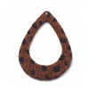 P828 - 10 pcs. Leopard Faux Fur Leather Dangle Charms Pendants - Teardrop Hoop - Brown - 59mm (2.32") - Great for Earrings or Dangles! Double-Sided
