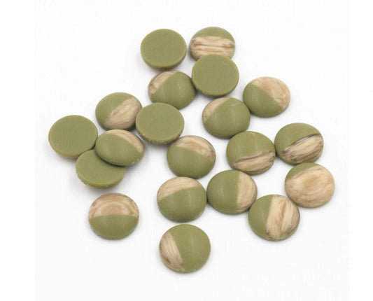 CA895 - 10 pcs Druzy Resin and Wood Embellishment Cabochons - Green - 12mm - Dome Circle