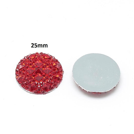 CA722 - 10 pcs Druzy Resin Embellishment Cabochons Red - 25mm - Shimmer Style - 1 inch - 1"