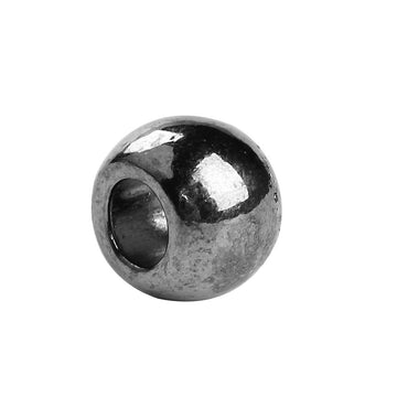 BD520 - 50 pcs Gunmetal Metal Smooth Ball Spacer Beads - 10mm - Large Hole: 4.4mm - Fits European Cords and Paracord!