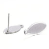 E339 - 10 pcs. (5 pairs) 304 Stainless Steel Oval Earring Posts/Bases/Studs/Settings with Backs - 15mm x 7mm - Hole for Dangles - Tarnish Resistant