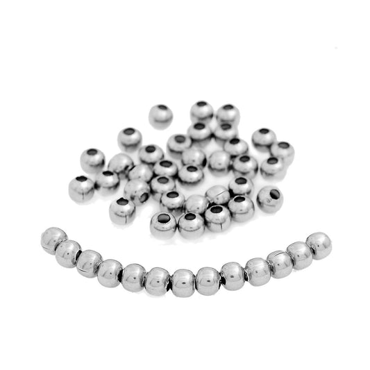 BD414 - 100 pcs 304 Stainless Steel Ball Spacer Beads- 6mm - Hypoallergenic! Tarnish Resistant! Hole Size: 2mm
