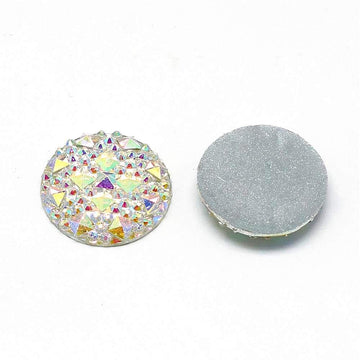 CA407 - 10 pcs Druzy Resin Embellishment Cabochons Clear White Multicolor Iridescent AB - 20mm - Shimmer Style