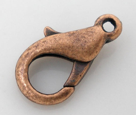 CL036 - 100 pcs. Copper Tone Lobster Clasps - 12mm X 6mm - Claw Clasps