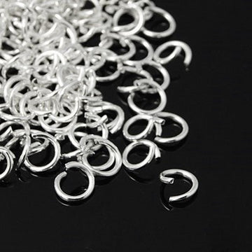 J213A - 100 pcs Silver Plated Open Jump Rings - 6mm - 19 Gauge (0.9mm Thick) - Open Design