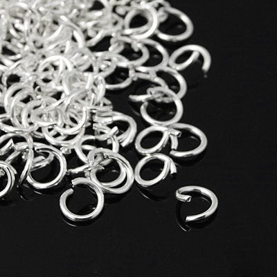 J213A - 100 pcs Silver Plated Open Jump Rings - 6mm - 19 Gauge (0.9mm Thick) - Open Design