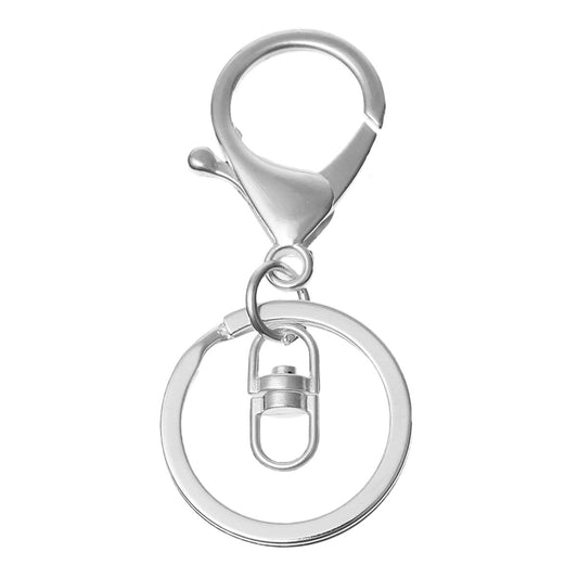 CL097 - 10 pcs. Silver Plated Lobster Swivel Clasp and Key Ring - 69 x 30mm (2.72 inch) - Claw Clasps