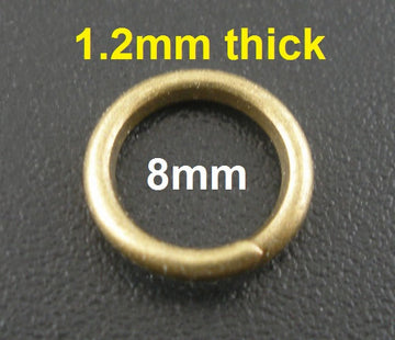 J137 - 200 pcs Antique Bronze Open Jump Rings - 8mm - 16 Gauge (1.2mm)