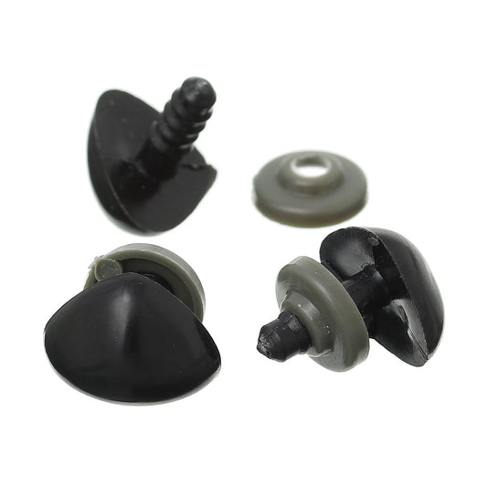 DO002 - 5 Noses and 5 Backs (10 pieces) Black Safety Noses for Doll and Toy Making - 13mm - Includes Backs for a Stronger Hold!