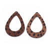 P828 - 10 pcs. Leopard Faux Fur Leather Dangle Charms Pendants - Teardrop Hoop - Brown - 59mm (2.32") - Great for Earrings or Dangles! Double-Sided