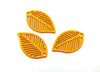 P991 - 10 pcs Light Orange Metal Dangle Charms Pendants - Leaf - 28mm x 17mm - Great for Light Earrings, Necklaces or Dangles!