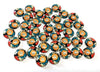 CA797 - 10 pcs Circle Flower Glass Round Dome Seals Tiles Cabochons - 12mm - Orange Flower with Blue Background
