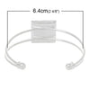 B103 - 1 pc. Silver Plated Bangle Bezel Cabochon Open Square Cuff Bracelets - 17cm (6 3/4") - 20mm x 20mm Glue Pad (5/6") - Made of Copper!