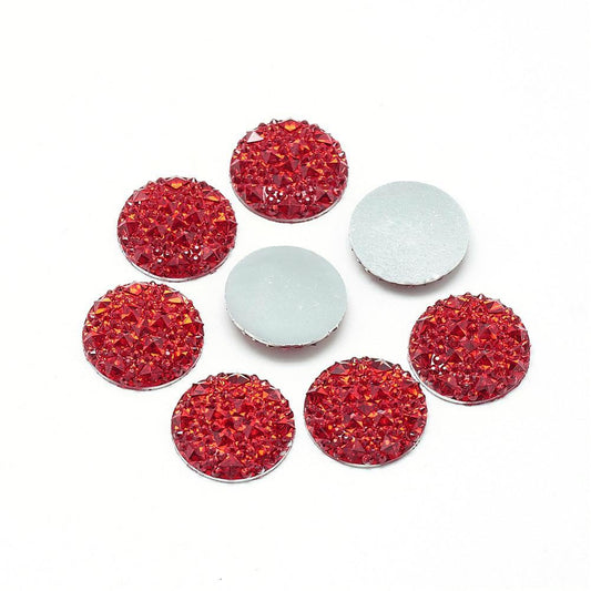 CA722 - 10 pcs Druzy Resin Embellishment Cabochons Red - 25mm - Shimmer Style - 1 inch - 1"