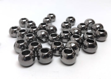 BD364 - 75 pcs Gunmetal Round Acrylic Gumball Bubble Gum Beads - 11mm x 9mm - Hole Size: 5.7mm