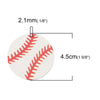 P1077 - 10 pcs. White and Red Baseball Ball Faux Leather Dangle Charms Pendants - Circle - Sports - 45mm (1.775") - Double-Sided