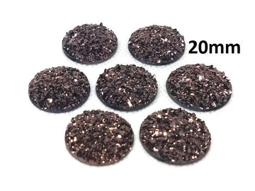 CA651 - 10 pcs Druzy Resin Embellishment Cabochons Champagne Rose Gold - 20mm - Dome Style