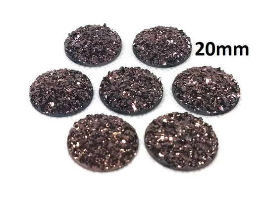 CA651 - 10 pcs Druzy Resin Embellishment Cabochons Champagne Rose Gold - 20mm - Dome Style