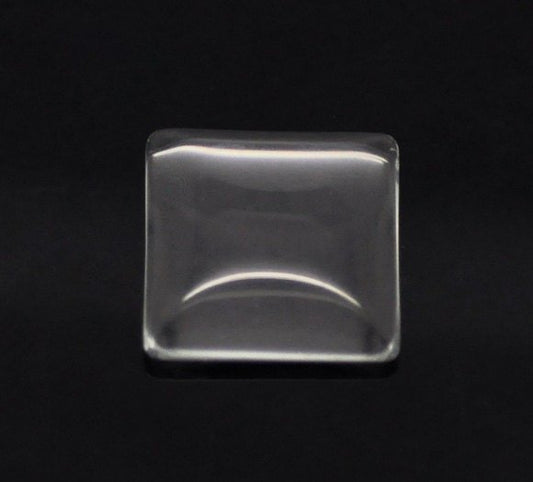 CA005A - 50 pcs. Square Clear Glass Dome Seals Tiles - 15mm - 4mm Thick