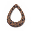 P828 - 10 pcs. Leopard Faux Fur Leather Dangle Charms Pendants - Teardrop Hoop - Brown - 59mm (2.32") - Great for Earrings or Dangles! Double-Sided