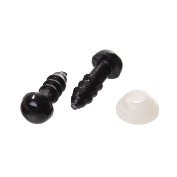 DO003 - 6 sets (12 pieces) Black Safety Eyes and Backs for Doll and Toy Making - 6mm - 14x6mm - 14mm