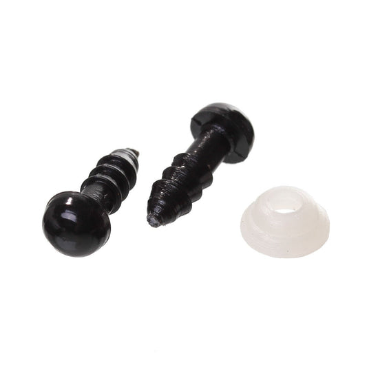 DO003 - 6 sets (12 pieces) Black Safety Eyes and Backs for Doll and Toy Making - 6mm - 14x6mm - 14mm