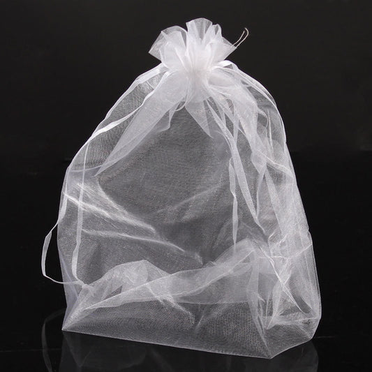 S007 - 10 pcs. White Organza Bags - 11.75" x 7.9" (30cm x 20cm)