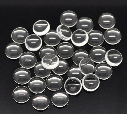 CA279 - Lot of 200 Circle Clear Round Glass Dome Seals Tiles - 8 mm (0.3 in)