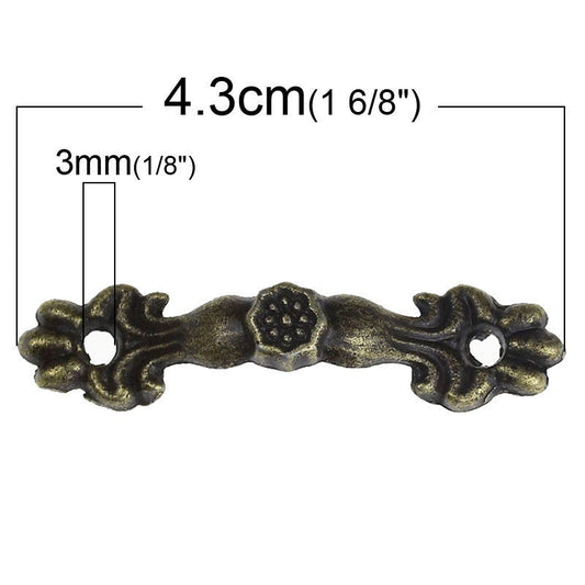 U010B - Lot of 30 Antique Bronze Handle Drawer Knob Pull Lever Hardware - 4.3cm x 1cm - Great for Jewelry Boxes! Includes Screws