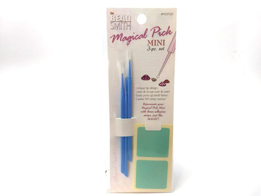 T071 - 3 pcs. Magical Pick with Adhesive Strips - Mini Set - BeadSmith - Pick up Tool for Embellishments - Leaves no sticky residue!