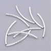 BD466 - 100 pcs. Silver Plated Noodle Twisted Textured Pattern Tube Long Thin Curved Beads - 35mm x 2mm (1.38" x 0.08") - Hole Size: 1mm