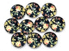 CA798 - 10 pcs Circle Flower Glass Round Dome Seals Tiles Cabochons - 12mm - Ivory Rose with Navy Blue Background