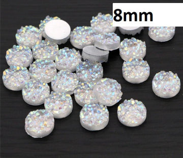 CA299 - 10 pcs. Druzy Resin Embellishment Cabochons Clear Multicolor - 8mm