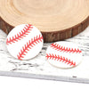P1077 - 10 pcs. White and Red Baseball Ball Faux Leather Dangle Charms Pendants - Circle - Sports - 45mm (1.775") - Double-Sided
