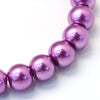 BD118 - 4mm Purple Violet Glass Pearl Imitation Round Beads - 32 inch strand - Approx. 210 beads - Hole Size: 1mm