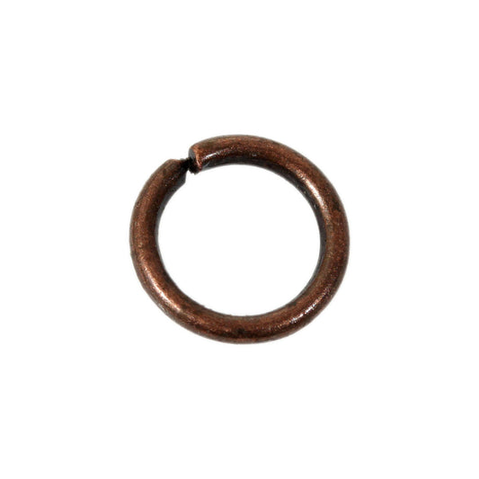 J046 - 100 pcs Antique Copper Tone Open Jump Rings - 6mm - 19 Gauge (0.9mm Thick)