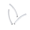 BD555 - 100 pcs. Silver Plated Noodle Tube Long Thin Smooth Curved Beads - 50mm x 5mm (2" x 0.2") - Hole Size: 4.1mm -Made of Copper! High Quality!
