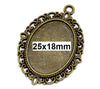 P658 - 10 pcs. Antique Bronze Oval Pendant Picture Photo Frame Bezel Setting Pendants Charms - 25mm x 18mm Glue Pad for Cabochons - 25x18mm