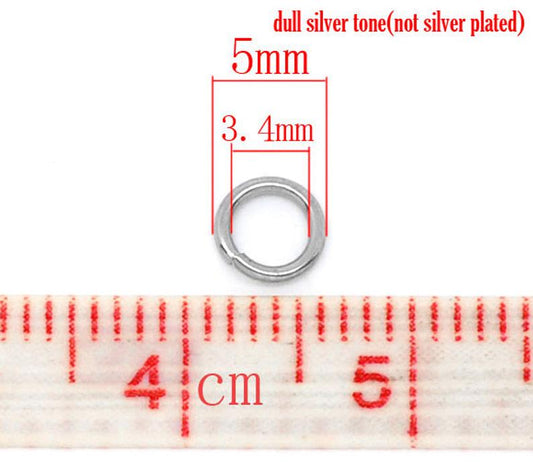 J165A - 100 pcs Stainless Steel Open Jump Rings 5mm - 20 Gauge - High Quality