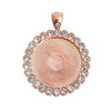 P503 - 2 pcs. Rose Gold Plated Rhinestone Pendant Trays Circle Posts Settings Bezels Cabochons - 25mm Glue Pad Setting (1 inch)