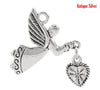 P995 - 2pcs. Antique Silver Angel Charms Pendants - 25mm (1 inch) x 22mm