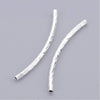 BD466 - 100 pcs. Silver Plated Noodle Twisted Textured Pattern Tube Long Thin Curved Beads - 35mm x 2mm (1.38" x 0.08") - Hole Size: 1mm