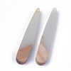 MP0025 - 4 pcs. Gray Resin and Wood Teardrop Flat Pendant - 44mm x 8mm - (1.73" x 0.32") - Great for Earrings and Necklaces!