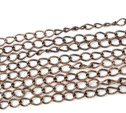 N144 - 10M (32.8ft) - Antique Copper Extension Chain -5x3mm Links - Ideal to make extender chains