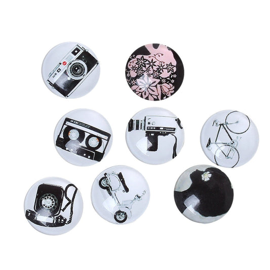 CA300A - 10 pcs Circle Camera Photography Assortment Glass Round Dome Seals Tiles Cabochons - 20mm (3/4")