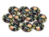 CA798 - 10 pcs Circle Flower Glass Round Dome Seals Tiles Cabochons - 12mm - Ivory Rose with Navy Blue Background